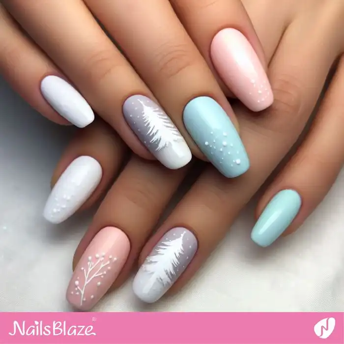 Pastel Nails with Christmas Trees | Winter - NB1278